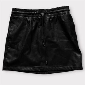 Black Faux Leather Skirt with Drawstring size Medium